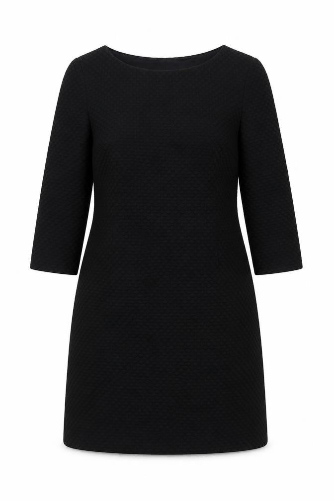 Hoss Intropia Women's Black Sheath Dress Size 14 3/4 Sleeve Knee Length
