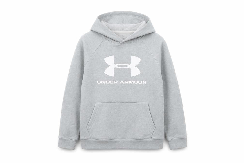 Under Armour Boys Grey Pullover Hoodie Size 8 Years Logo Sportswear
