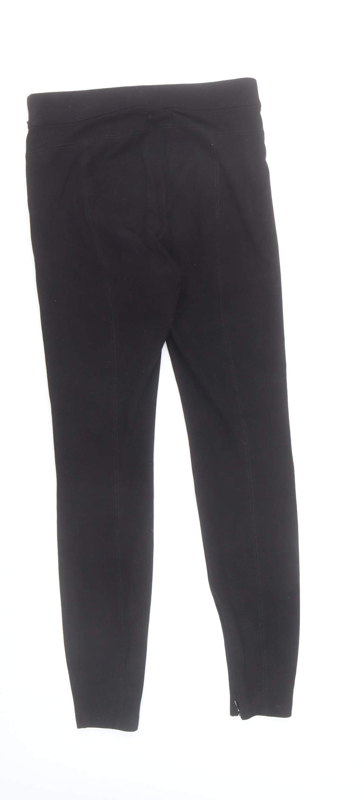 Zara Womens Black Slim Fit Leggings Trousers Size M with Ankle Zip