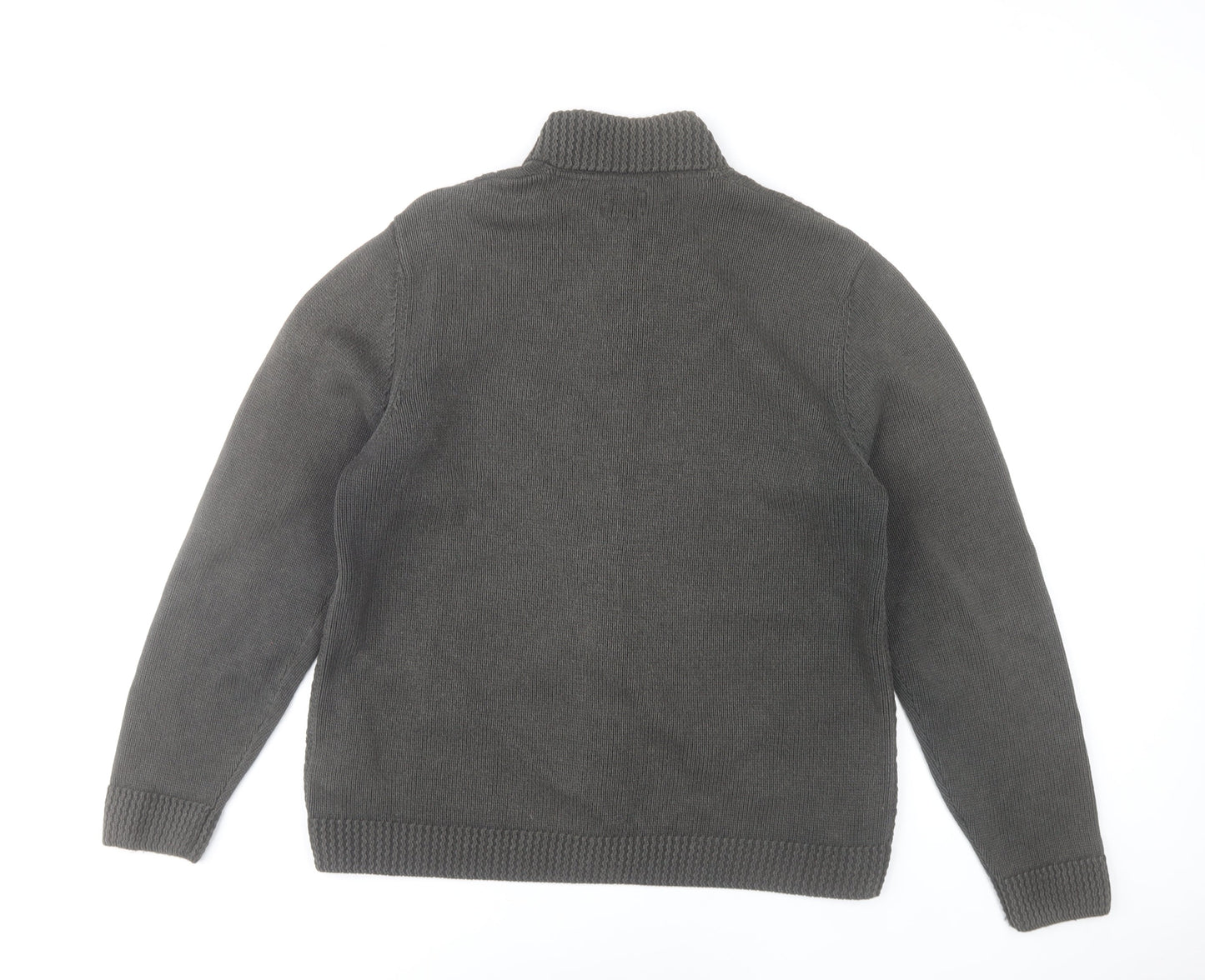 Wrangler Men's Grey XL Full Zip Cotton Knit Jumper High Neck