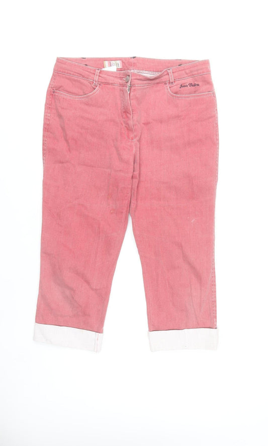 Dixie Womens Pink Cropped Stretch Denim Jeans Size 12 Regular