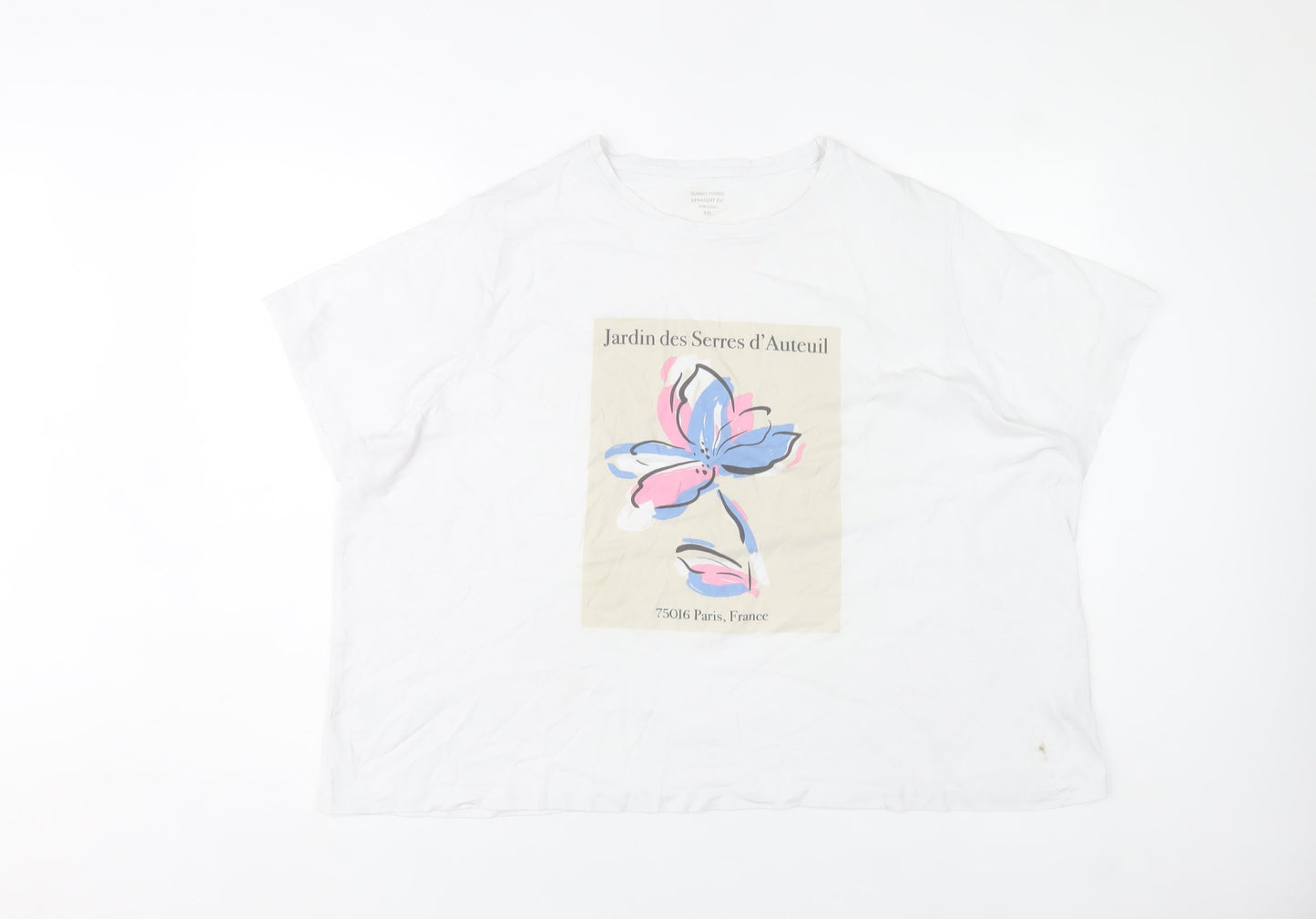 Dunnes Stores Womens White Floral Print Cotton T-Shirt 2XL
