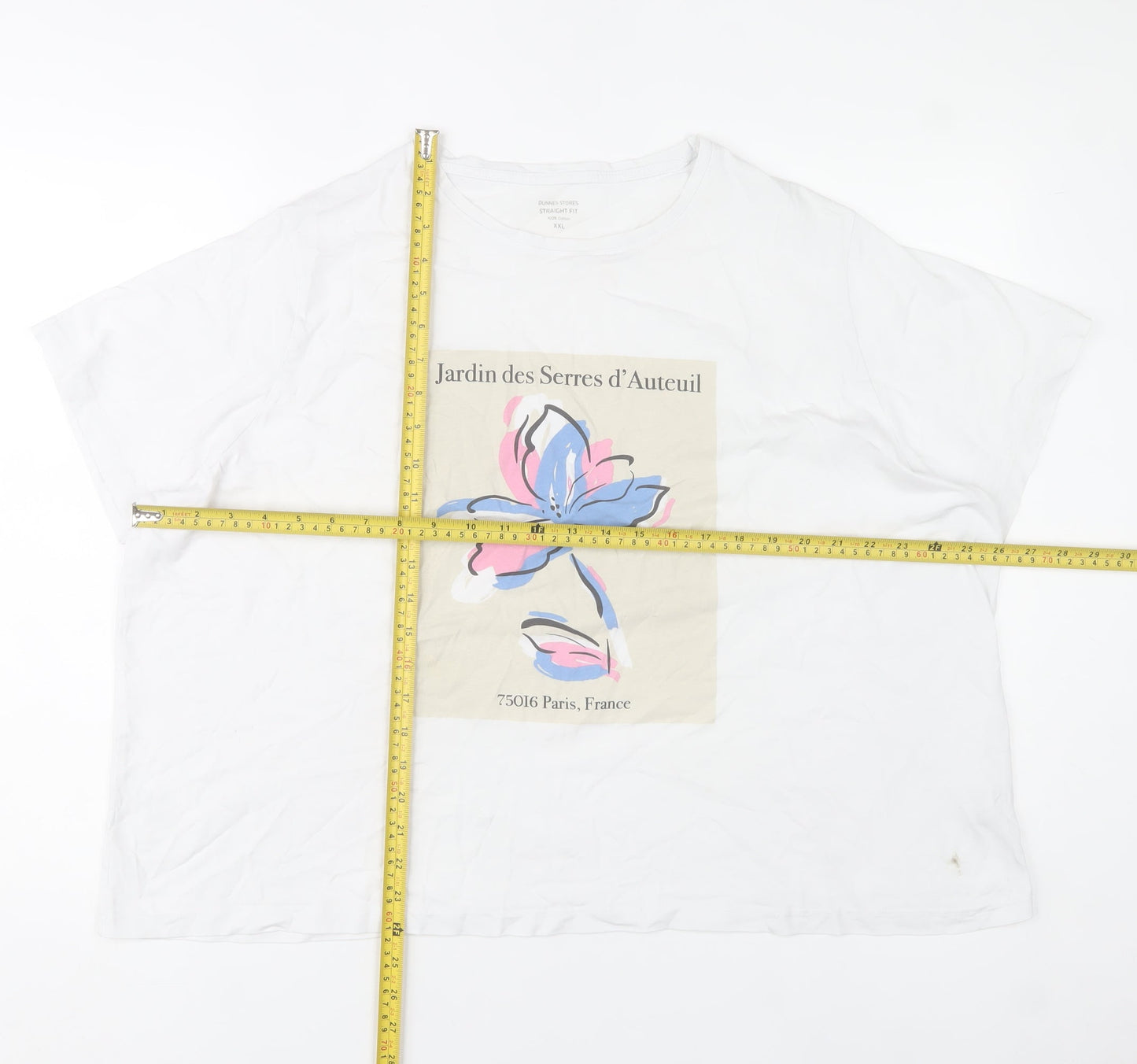 Dunnes Stores Womens White Floral Print Cotton T-Shirt 2XL