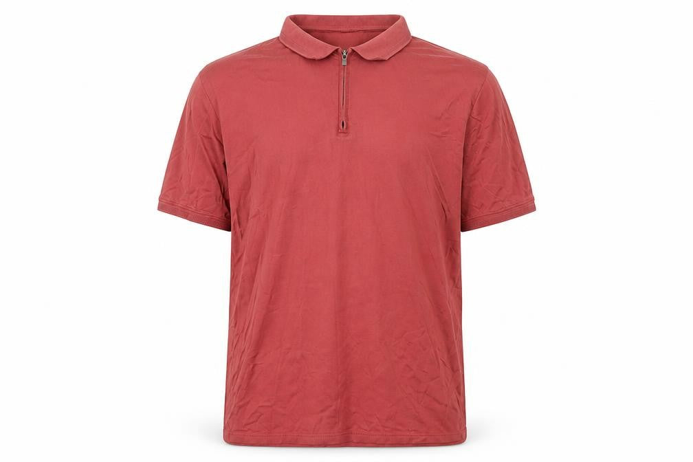 Dunnes Men’s Red 2XL Cotton Polo Shirt Short Sleeve Zip Neck