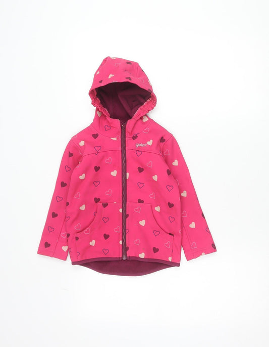 Gelert Girls Pink Heart Soft Shell Jacket Hooded 4 Years Outdoor Coat
