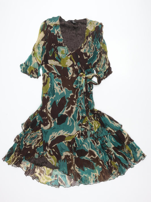 Chilli Pepper Women’s Floral Asymmetric Fit & Flare Dress UK 12