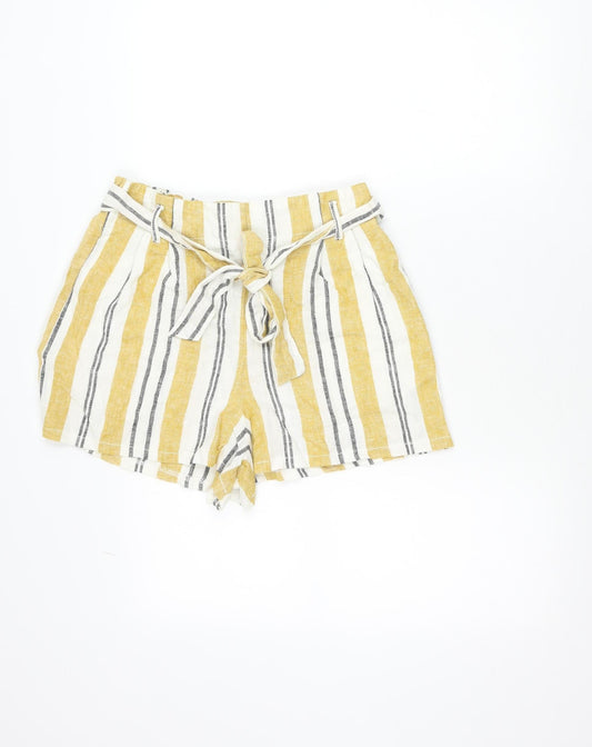 F&F Women’s Multicoloured Stripe Wrap Skort Size 12 Linen Blend