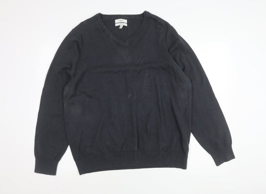 Marks and Spencer Men’s Grey 2XL V-Neck Cotton Jumper