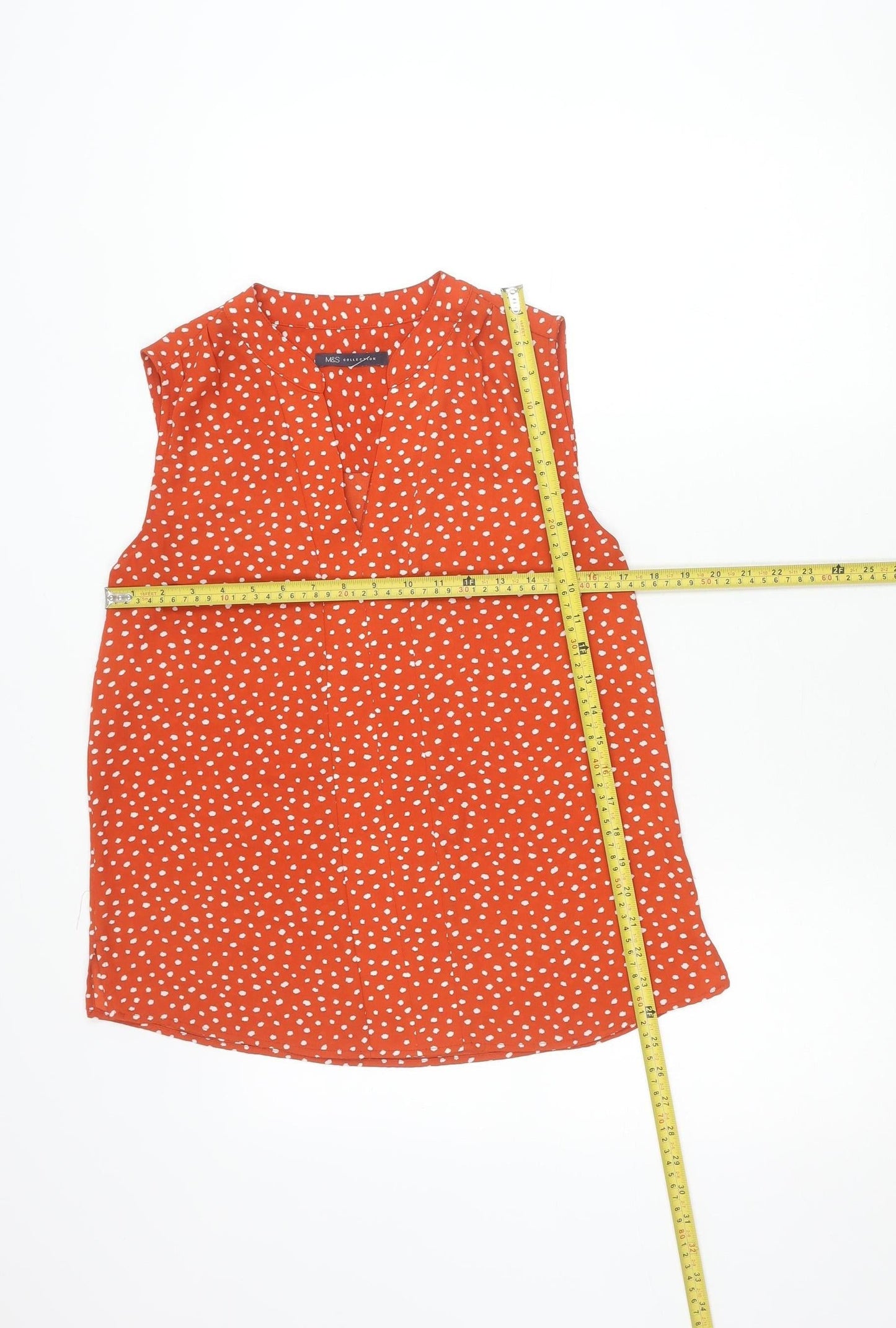 Marks and Spencer Women’s Orange Polka Dot Sleeveless Blouse Size 10