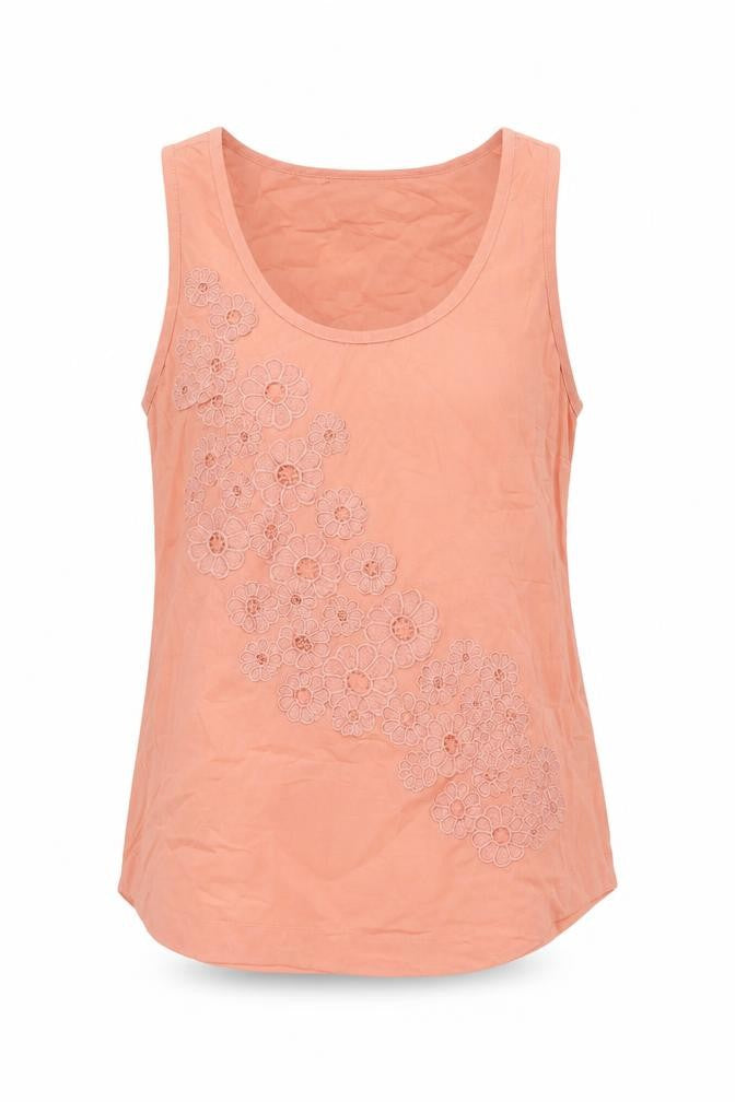 Warehouse Womens Pink Floral Embroidered Tank Top Size 12