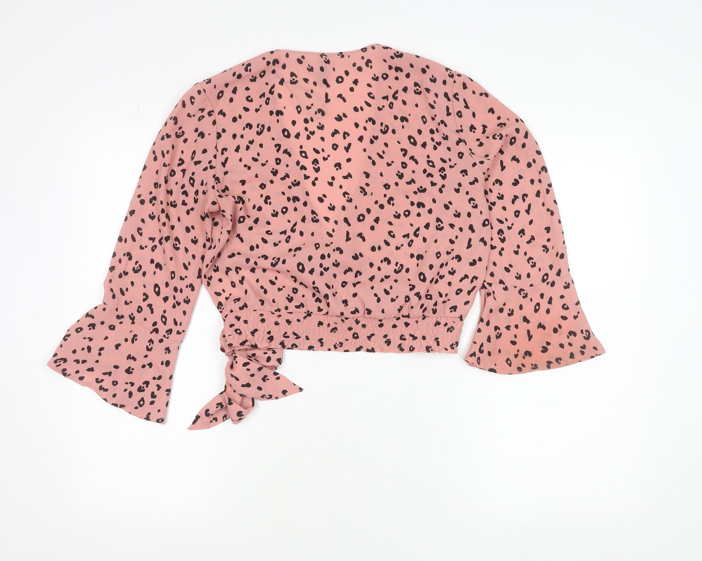 H&M Divided Women’s Pink Animal Print Wrap Blouse Top Size 8