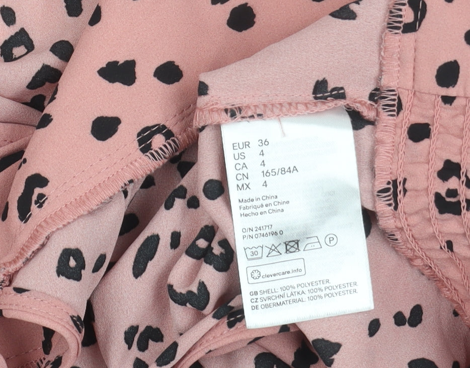 H&M Divided Women’s Pink Animal Print Wrap Blouse Top Size 8