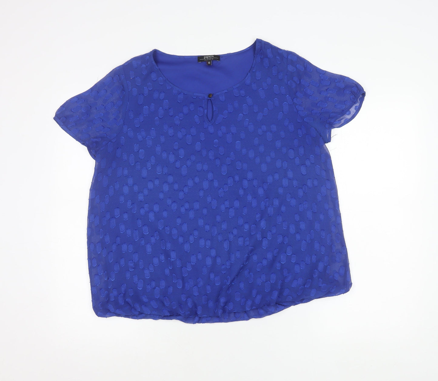Papaya Women’s Blue Polka Dot Blouse Size 16 Short Sleeve