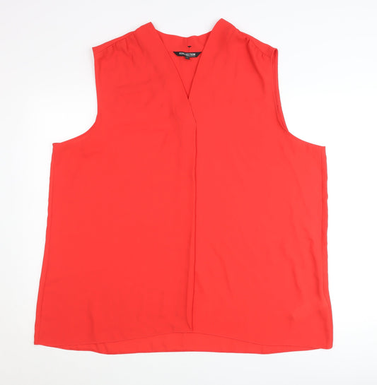Debenhams Womens Red Plus Size 22 Sleeveless V-Neck Blouse