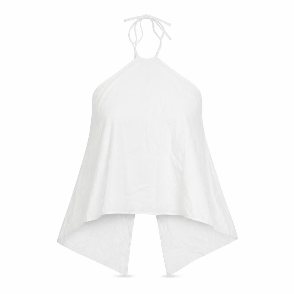 Zara Women White Halter Camisole Tank Top Size S Cotton Summer