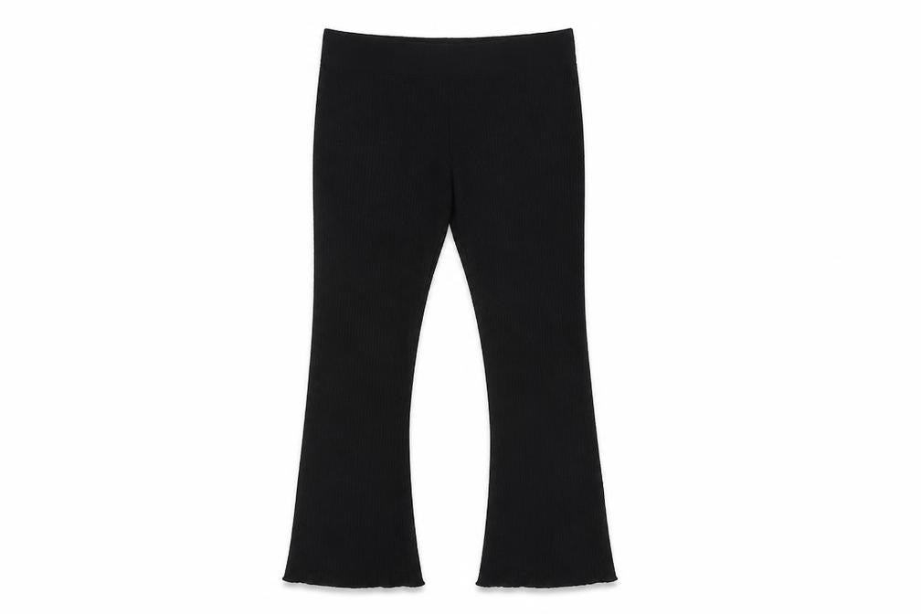 Calé Womens Black Flared Knit Slim Trousers Size M