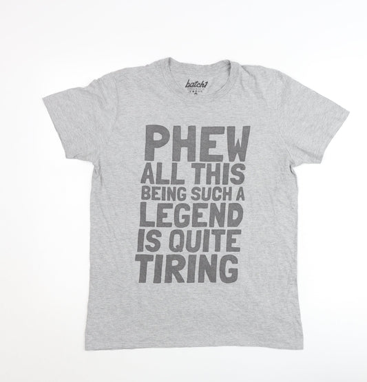 Batch1 Men's Grey Funny Quote Graphic T-Shirt Size M