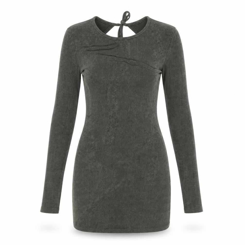 Edited Women’s Green Bodycon Mini Dress Size S Long Sleeve Backless