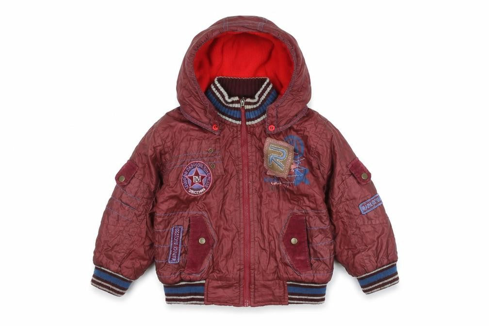de-mark Boys Red Bomber Jacket Hooded 2 Years Lined Full Zip