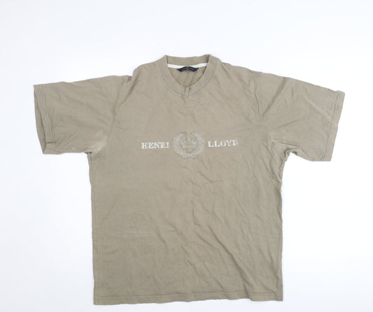 Henri Lloyd Men’s Beige L T-Shirt Short Sleeve Cotton Crew Neck