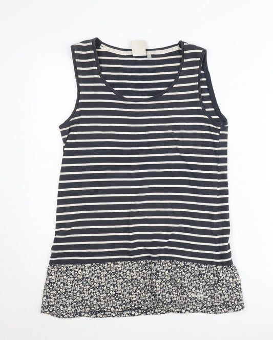 Weird Fish Womens Blue Size 12 Striped Cotton Sleeveless Tank Top