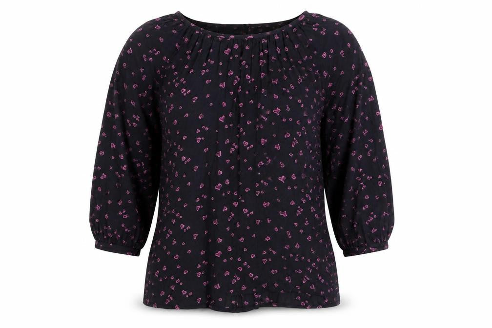 John Lewis Women’s Black Heart Print Tunic Blouse Size 10