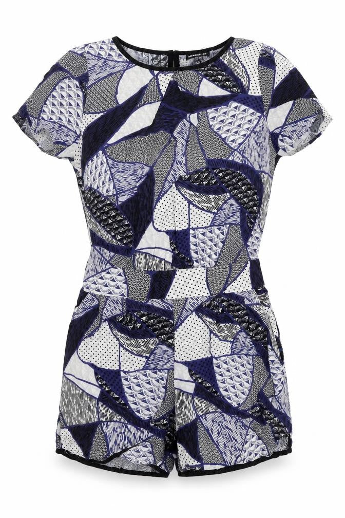Warehouse Women’s Multicoloured Geometric Viscose Playsuit UK 10