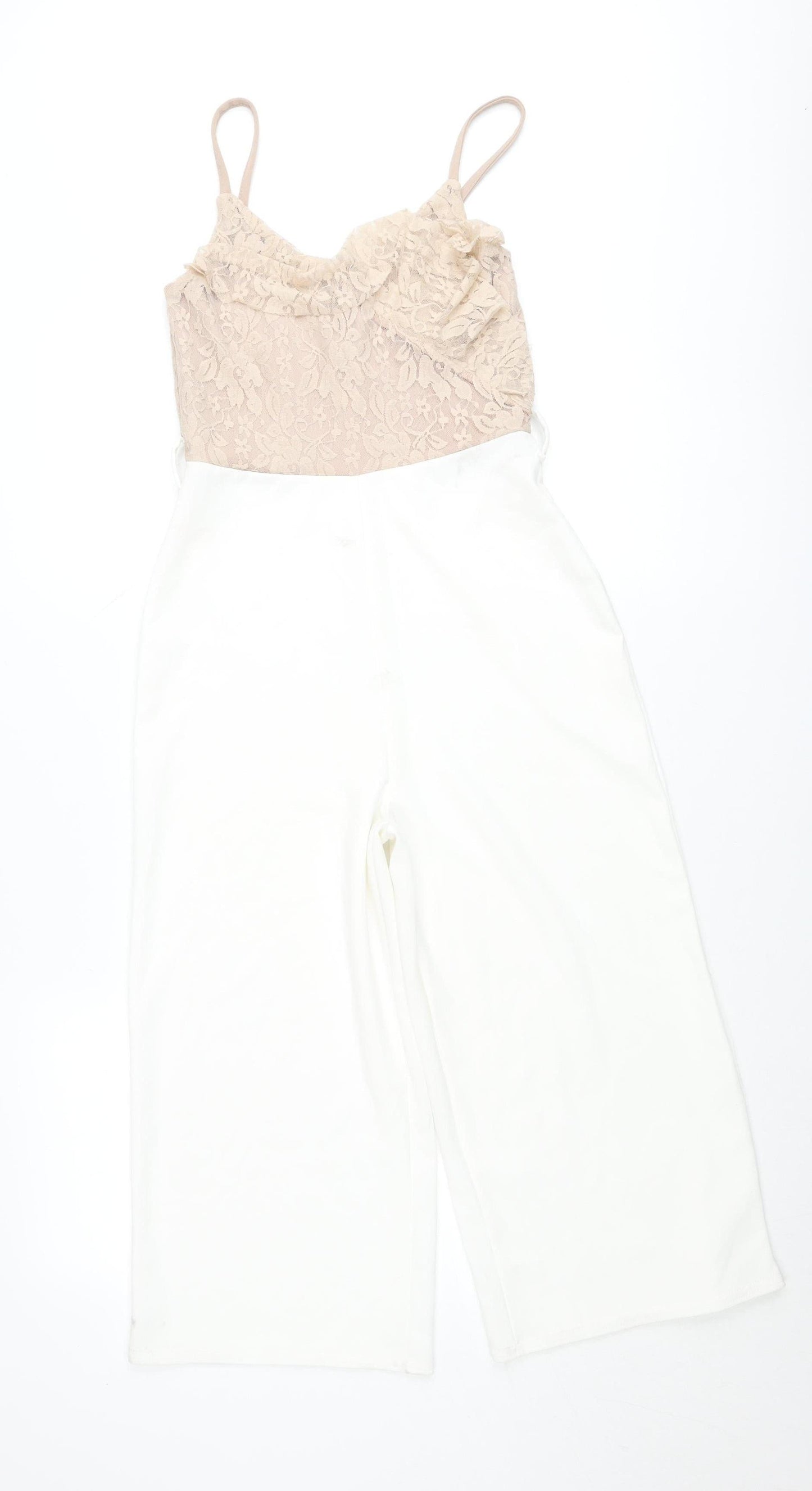 Select Women Ivory Lace Sweetheart Jumpsuit Size 8 Wide Leg