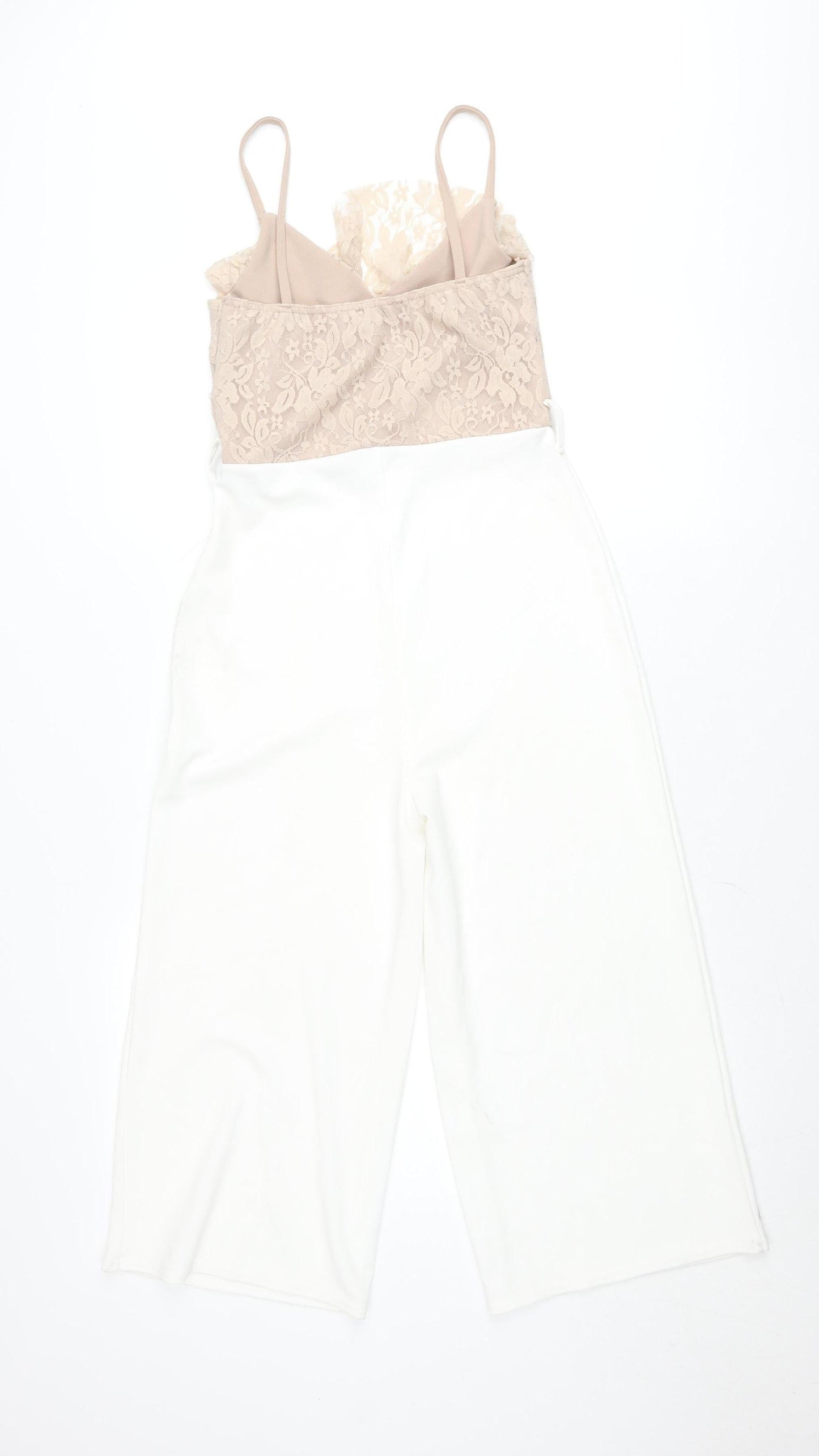 Select Women Ivory Lace Sweetheart Jumpsuit Size 8 Wide Leg