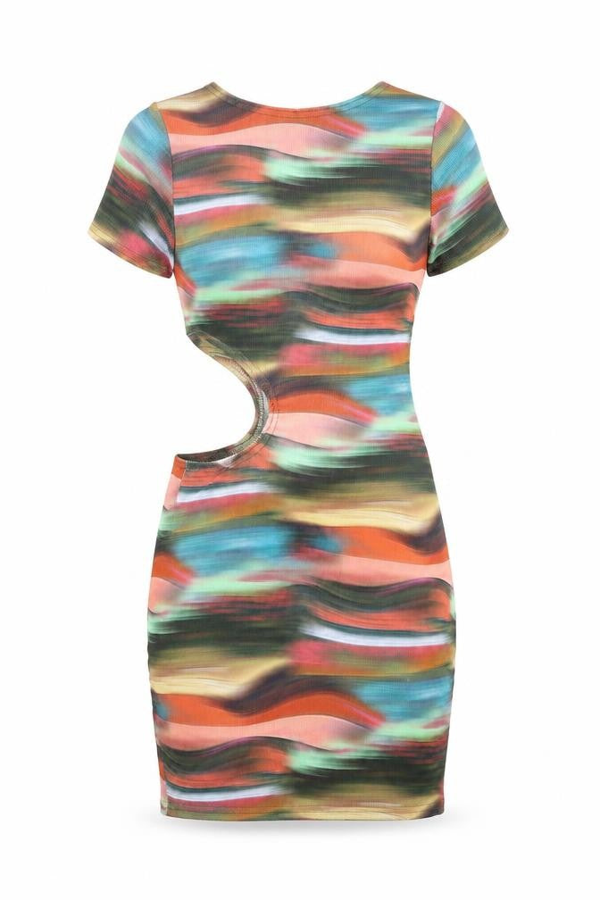 PRETTYLITTLETHING Women’s Multicoloured Bodycon Mini Dress UK 4