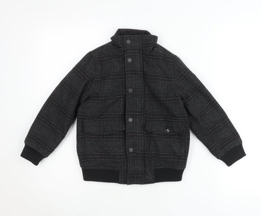 Next Boys Grey Plaid Wool Blend Bomber Jacket 6 Years Autumn Winter