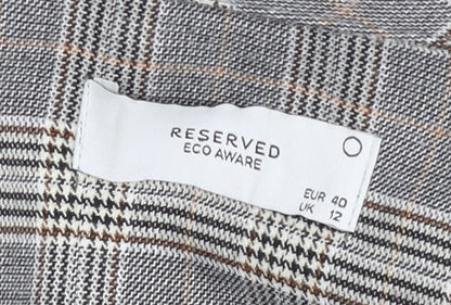 RESERVED Women’s Grey Check Blazer Size 12 Regular Fit
