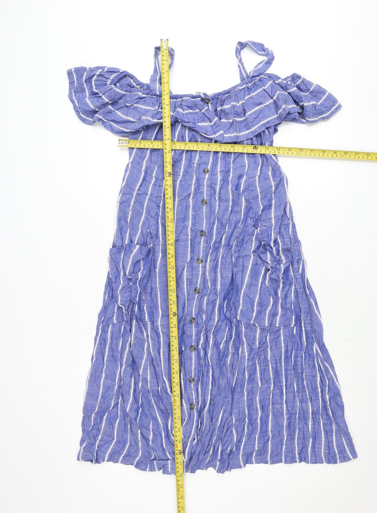 Next Women Blue Striped A-Line Beachwear Dress Size 10 Summer Casual