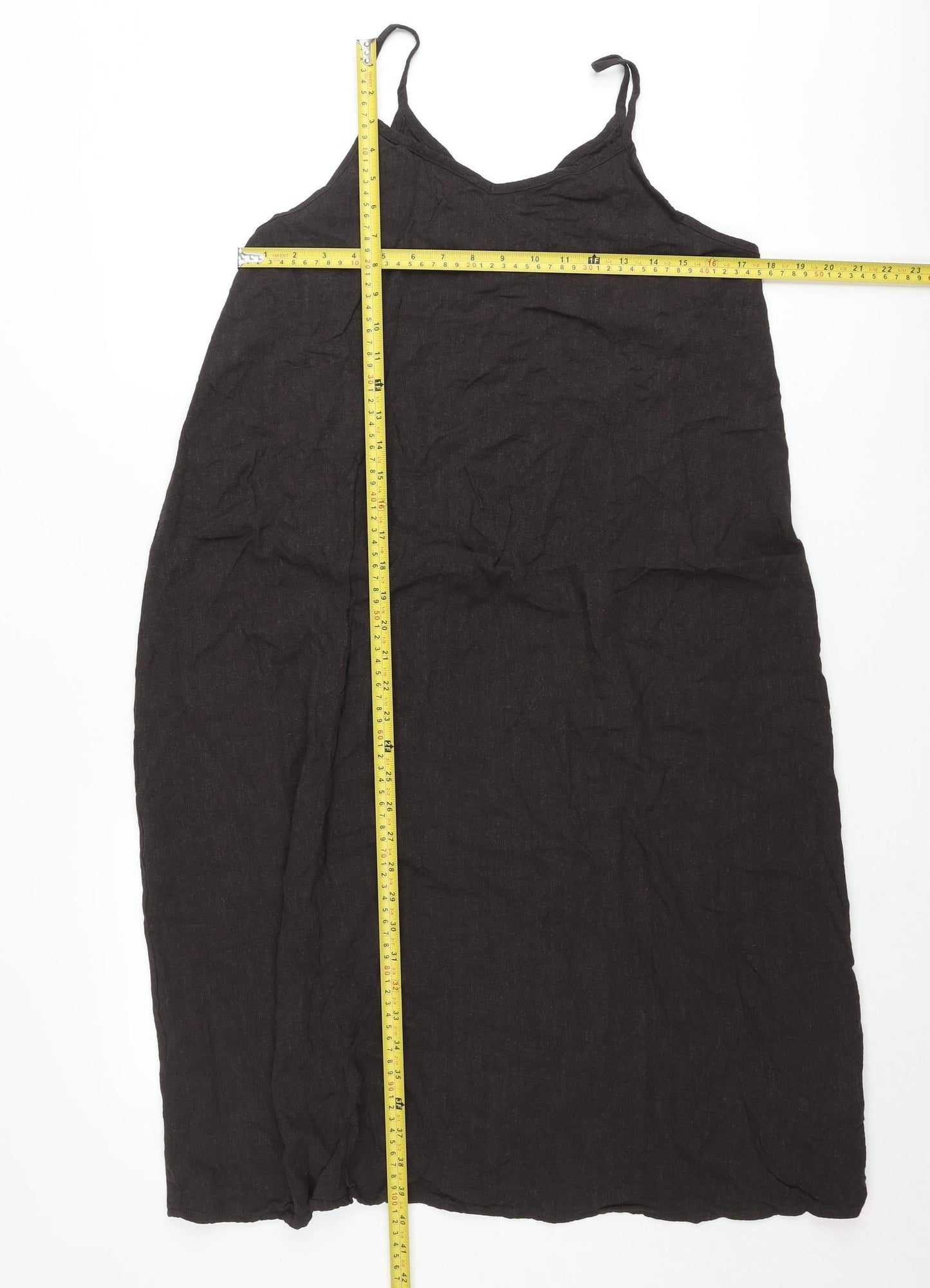Primark Women’s Black Midi Slip Dress Size 12 V-Neck Sleeveless