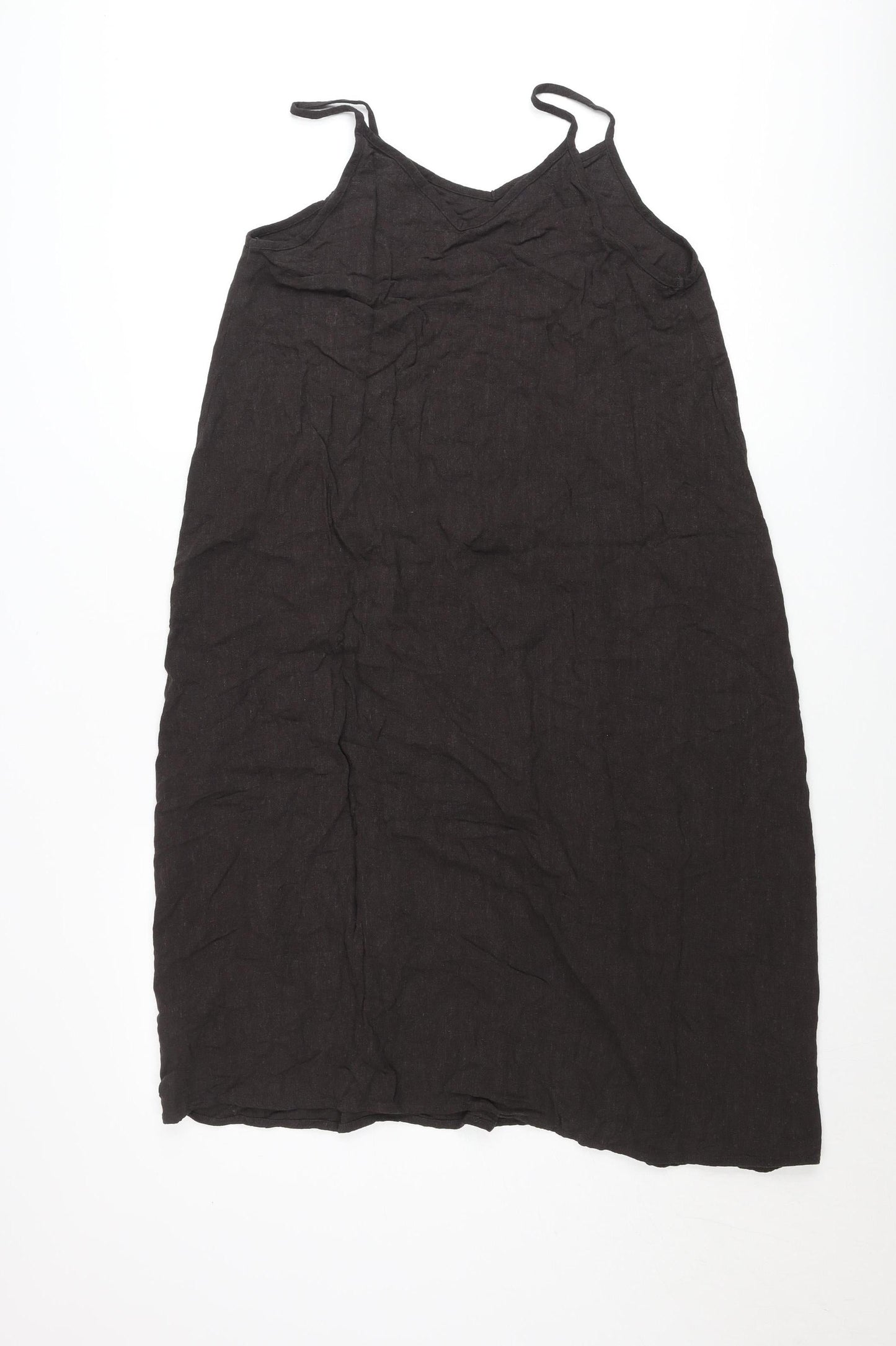 Primark Women’s Black Midi Slip Dress Size 12 V-Neck Sleeveless