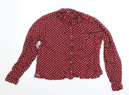 Next Teens Red Polka Dot Button-Up Shirt Long Sleeve Size 14