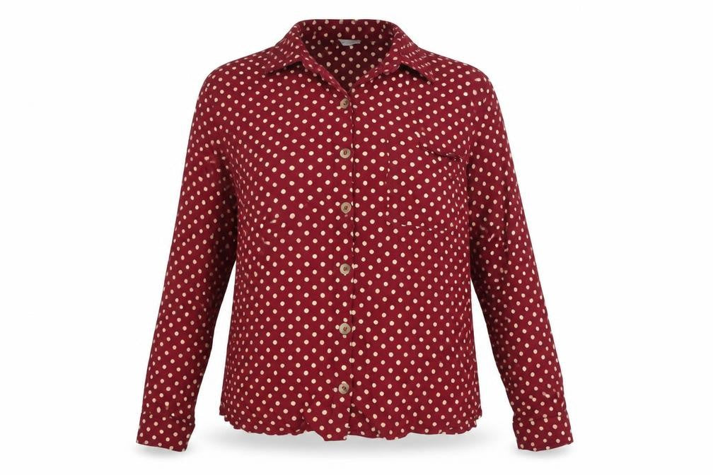 Next Teens Red Polka Dot Button-Up Shirt Long Sleeve Size 14