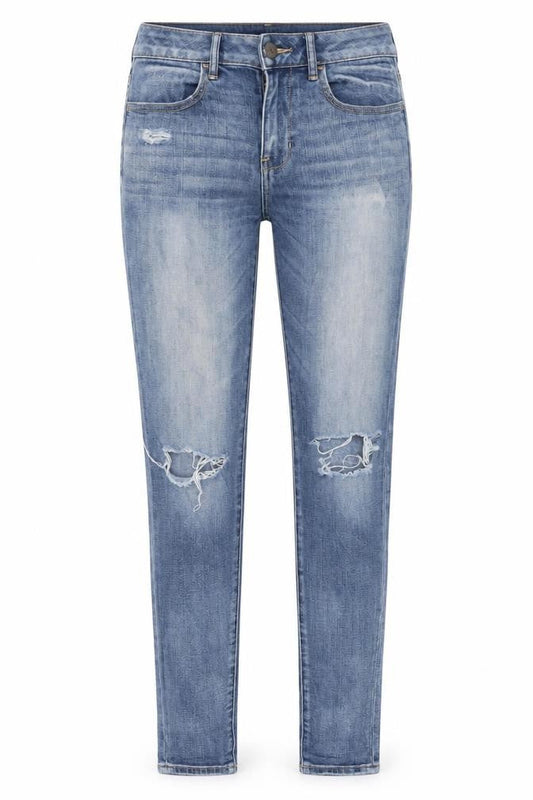 American Eagle Womens Blue Skinny Jeans Size 6 Distressed Denim