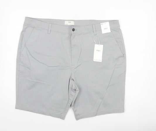 Marks and Spencer Mens Grey Chino Shorts Size 44 Regular Stretch Cotton