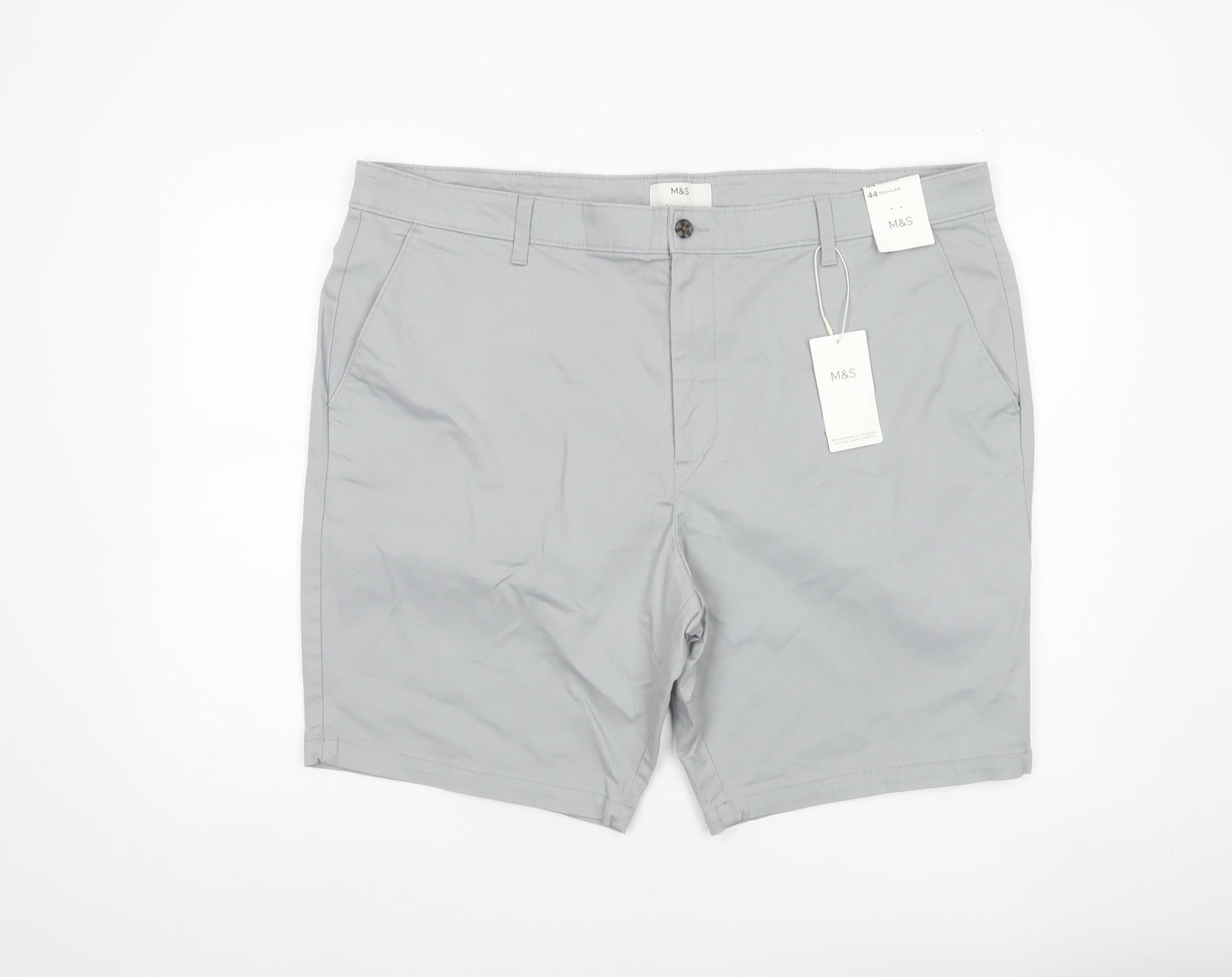 Marks and Spencer Men’s Grey Chino Shorts Size 44 Regular Cotton