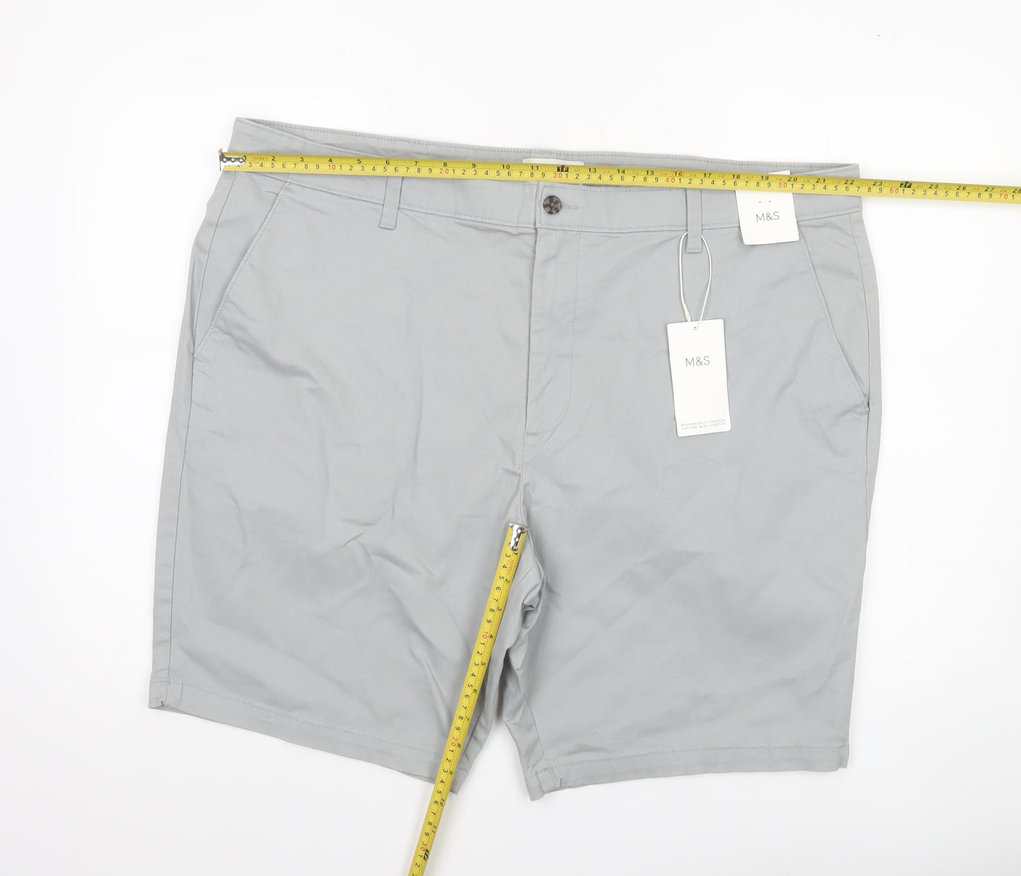 Marks and Spencer Men’s Grey Chino Shorts Size 44 Regular Cotton