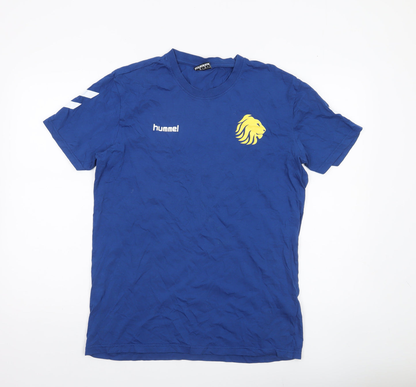Hummel Men’s Blue Crew Neck Sports T-Shirt Size L Cotton