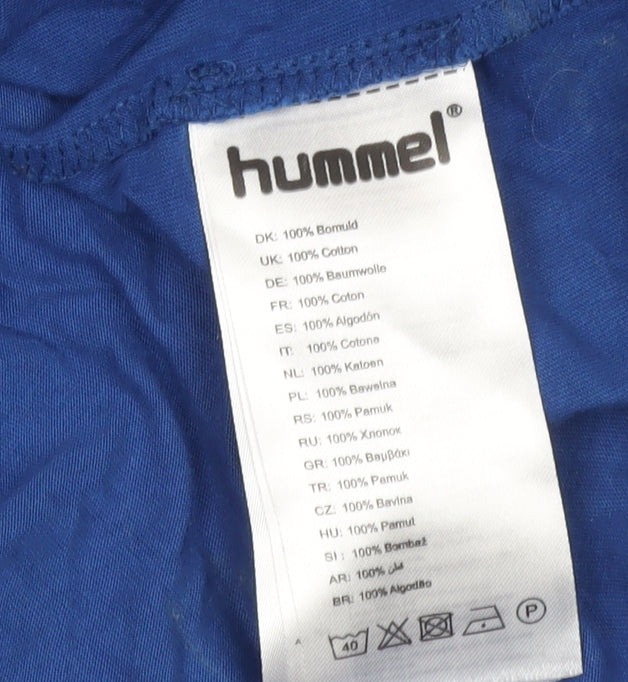 Hummel Men’s Blue Crew Neck Sports T-Shirt Size L Cotton