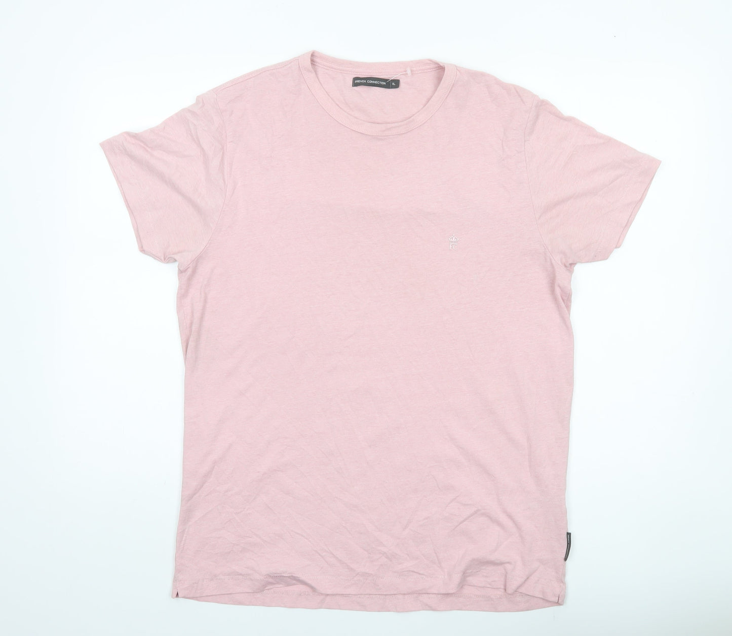 French Connection Men's Pink XL Crew Neck Cotton Blend T-Shirt