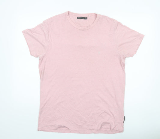 French Connection Men's Pink XL Crew Neck Cotton Blend T-Shirt