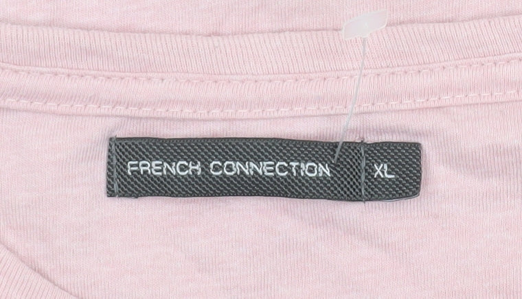French Connection Men's Pink XL Crew Neck Cotton Blend T-Shirt