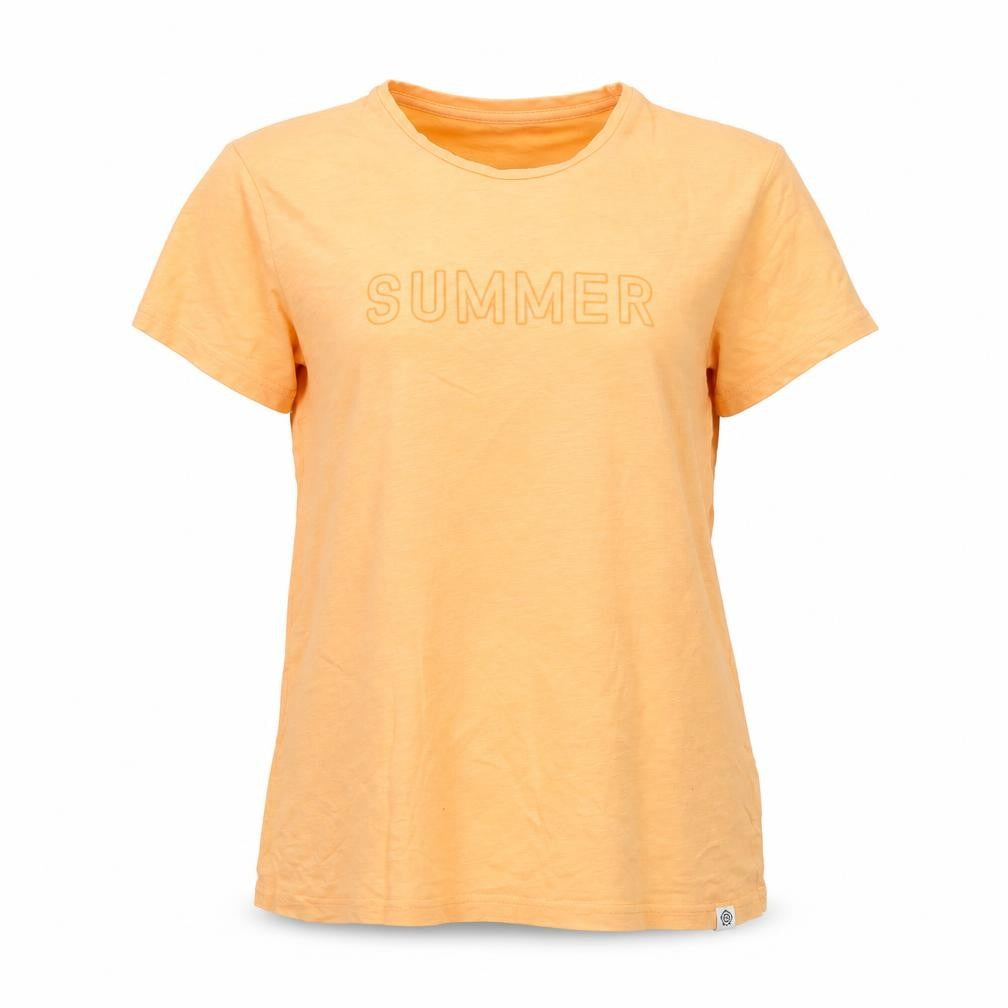 TOG24 Womens Orange Cotton Summer Embroidered T-Shirt Size 14