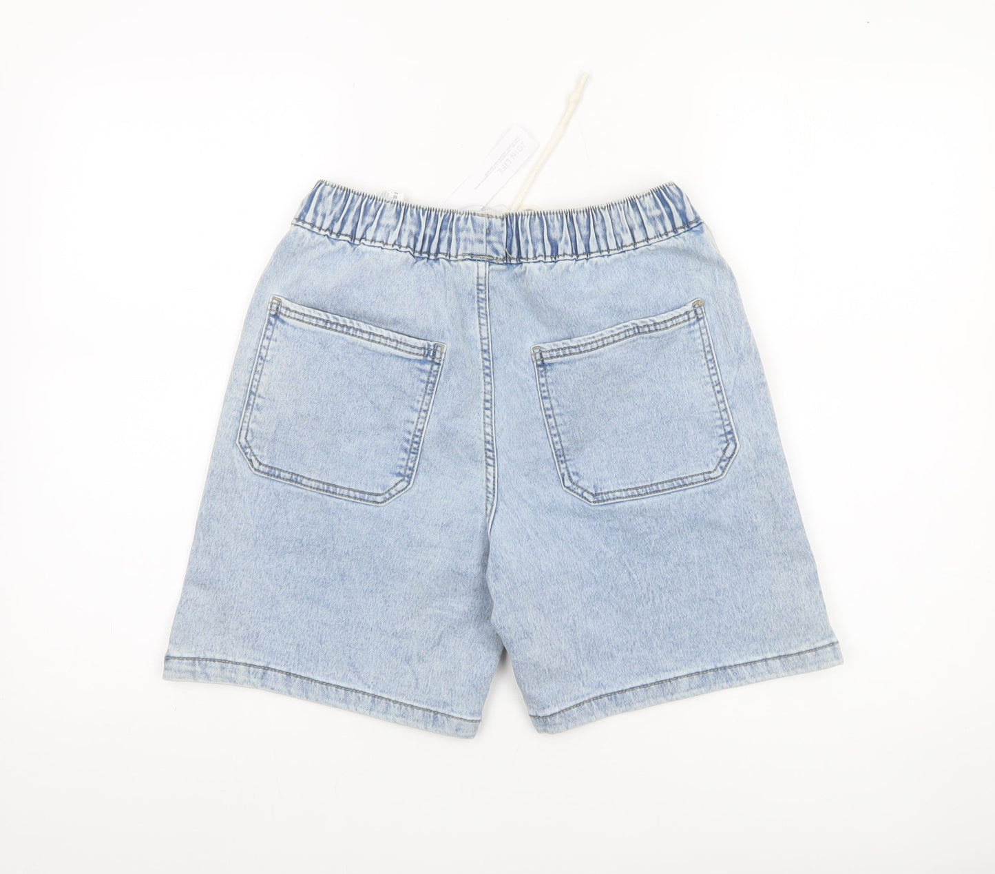 Bershka Mens Blue Denim XS Casual Chino Shorts with Drawstring Waist