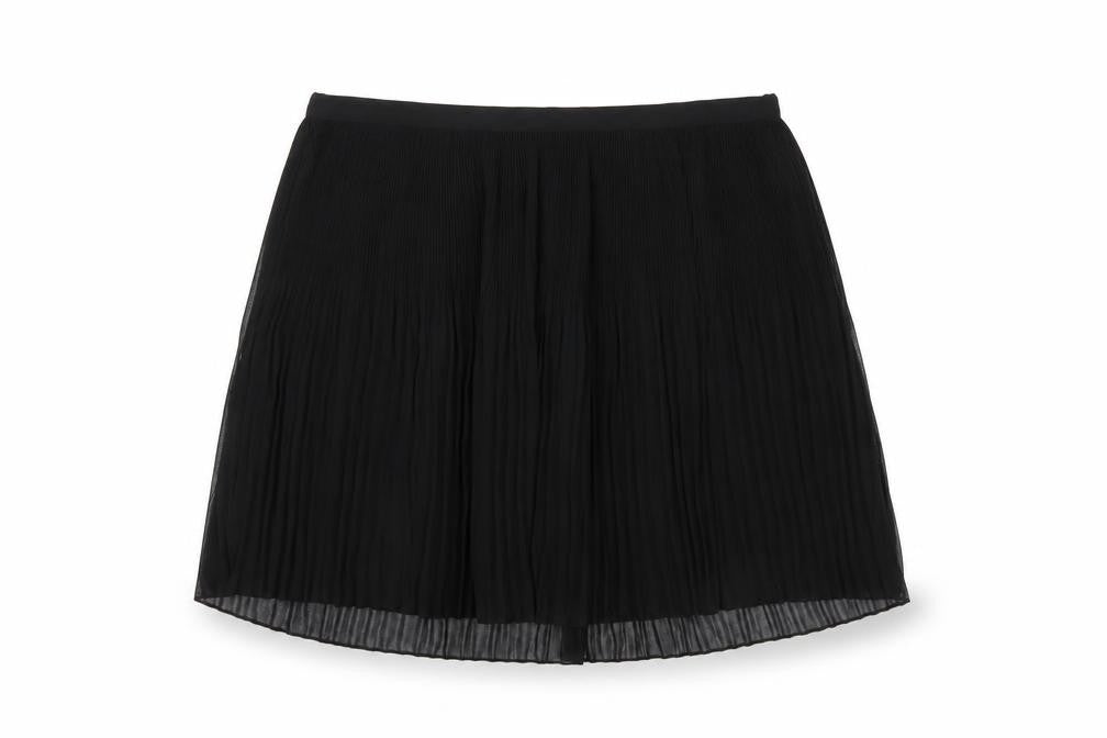Zara Women Black Pleated Knee Length Skirt Size S Polyester