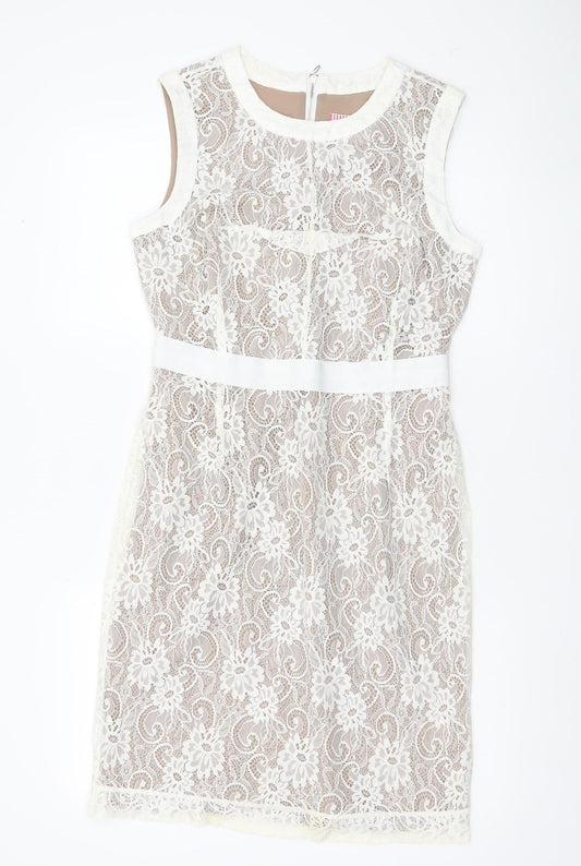 Fran & Jane Women’s Ivory Lace Sheath Dress Size 10 Wedding Party